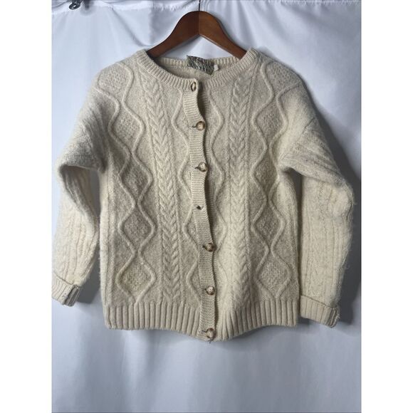Blarney Women's Pure New‎ Wool S Cream Button Down Sweater READ - Picture 1 of 13